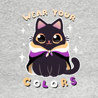 Nonbinary LGBT Pride Cat - Kawaii Rainbow Kitty - Wear your colors T-Shirt